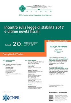 Incontro legge stabilità e novità fiscali - 2017